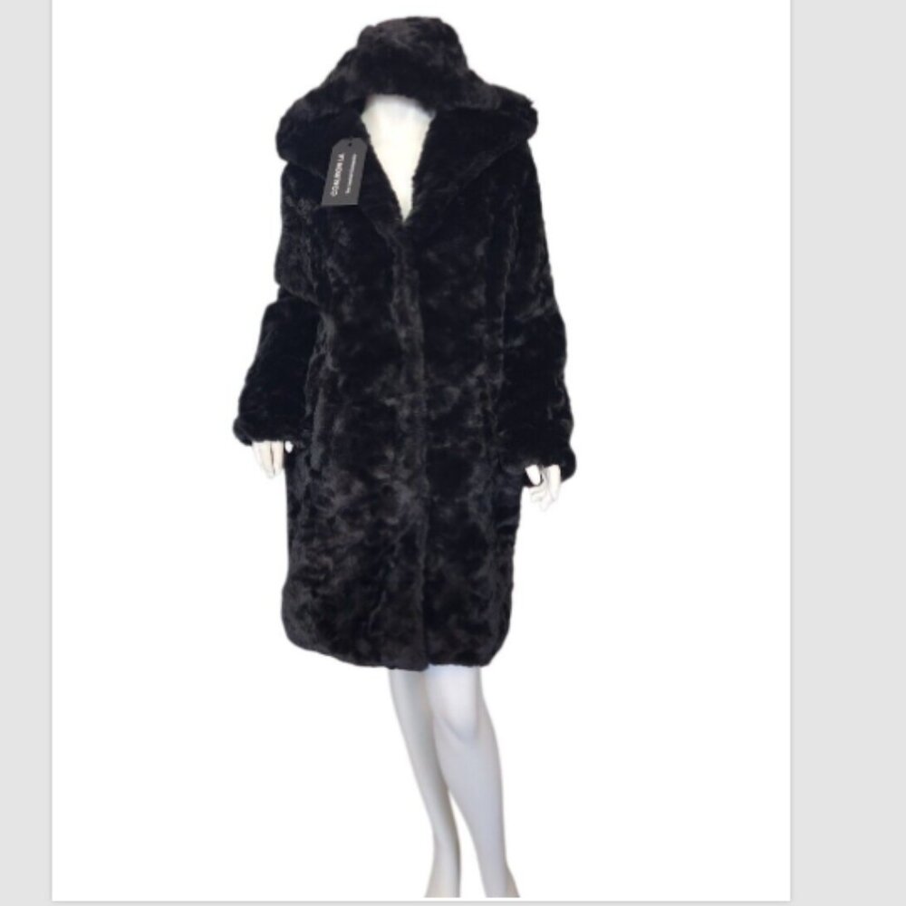 Coalition LA Hooded Faux Fur Snap Coat With Pockets - Picture 3 of 15